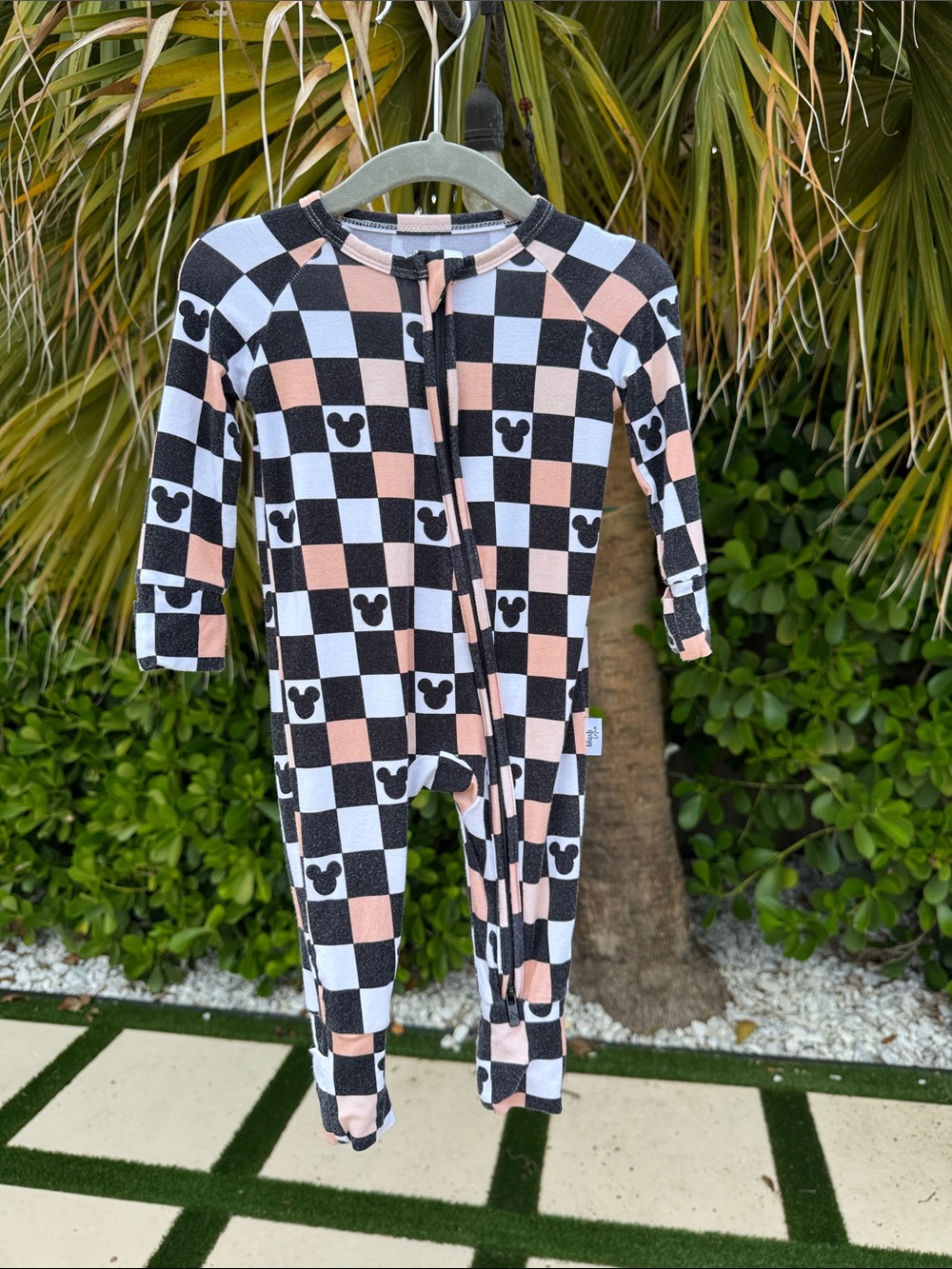 Blush Lotus onesie Disney checkered